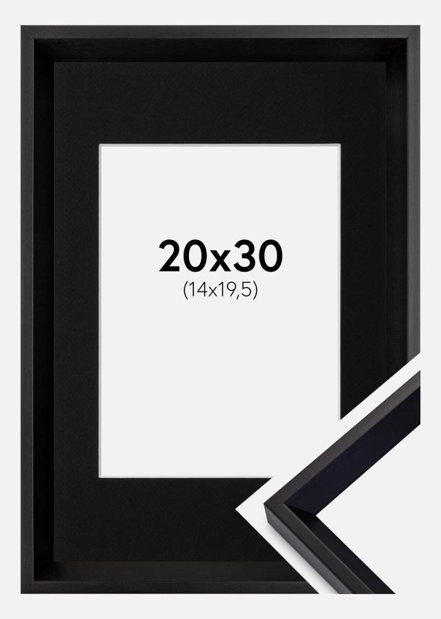 Ram med passepartou Fotolijst Globe Zwart 20x30 cm - Passe-partout Zwart 15x21 cm (A5)
