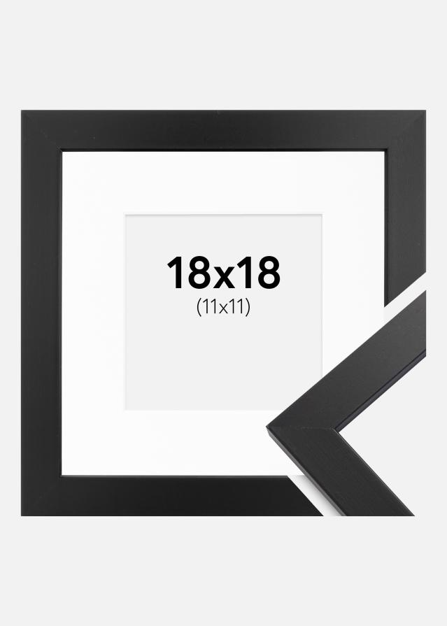Ram med passepartou Fotolijst Black Wood 18x18 cm - Passe-partout Wit 12x12 cm