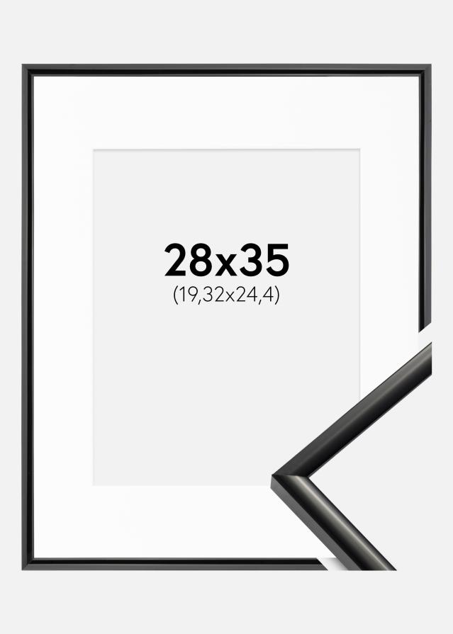 Ram med passepartou Fotolijst New Lifestyle Zwart 28x35 cm - Passe-partout Wit 8x10 inches