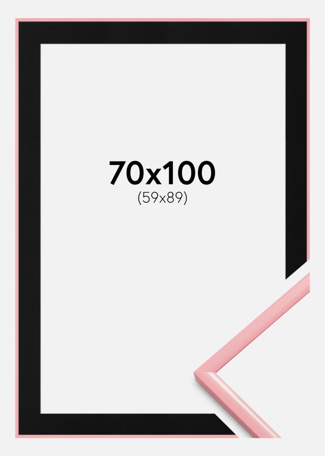 Ram med passepartou Fotolijst New Lifestyle Roze 70x100 cm - Passe-partout Zwart 60x90 cm