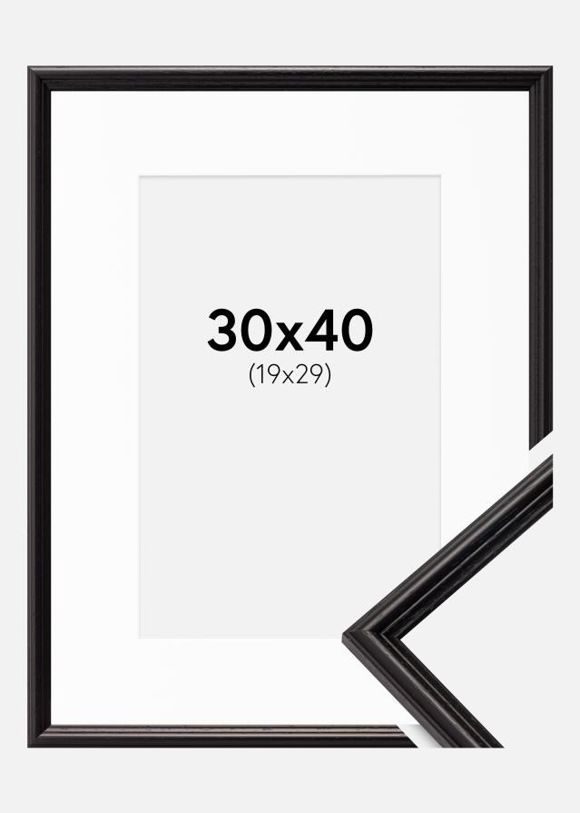 Ram med passepartou Fotolijst Horndal Zwart 30x40 cm - Passe-partout Wit 20x30 cm