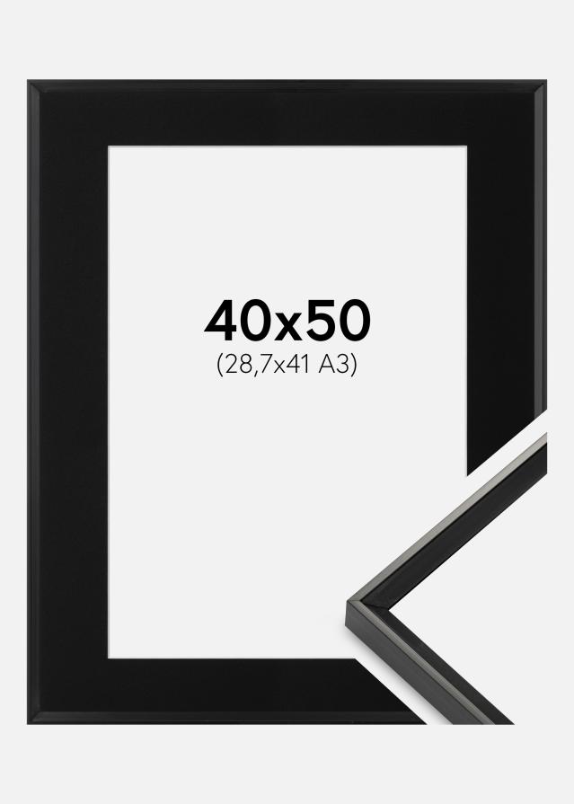 Ram med passepartou Fotolijst Desire Zwart 40x50 cm - Passe-partout Zwart 29,7x42 cm (A3)