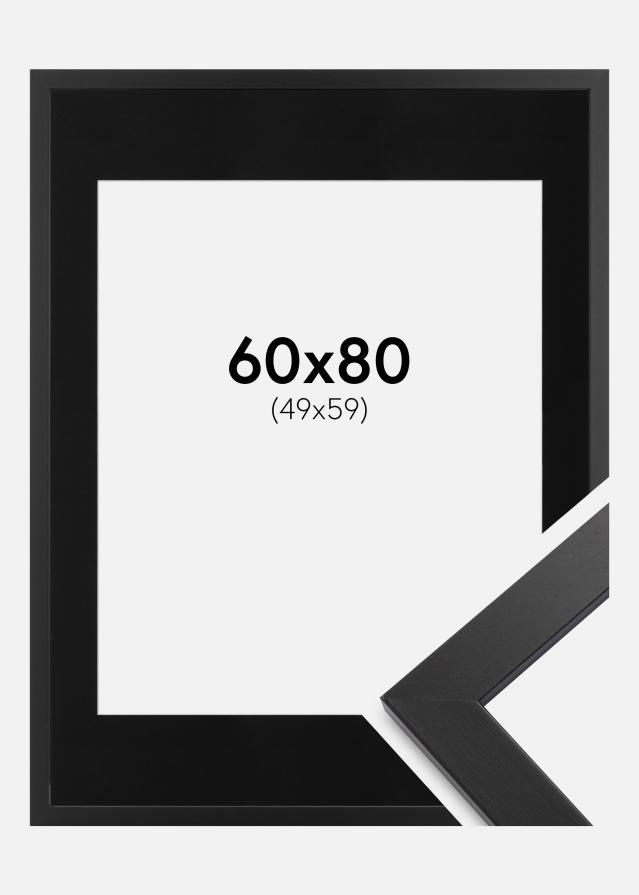 Ram med passepartou Fotolijst Black Wood 60x80 cm - Passe-partout Zwart 50x60 cm