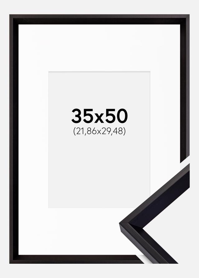 Ram med passepartou Fotolijst Globe Zwart 35x50 cm - Passe-partout Wit 9x12 inches
