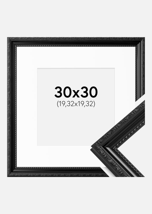 Ram med passepartou Fotolijst Abisko Zwart 30x30 cm - Passe-partout Wit 8x8 inches