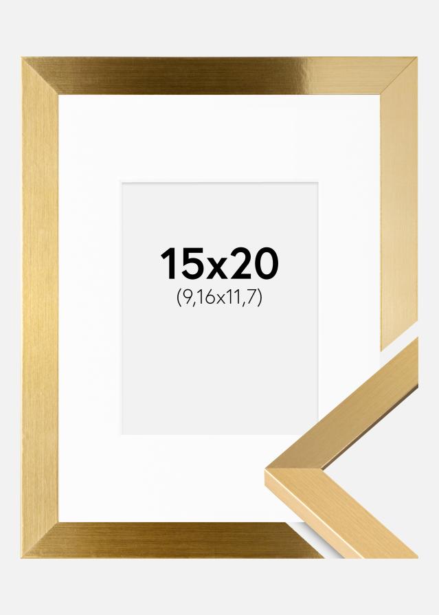 Ram med passepartou Fotolijst Selection Goud 15x20 cm - Passe-partout Wit 4x5 inches