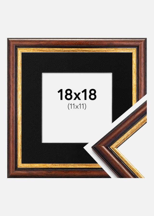 Ram med passepartou Fotolijst Siljan Bruin 18x18 cm - Passe-partout Zwart 12x12 cm
