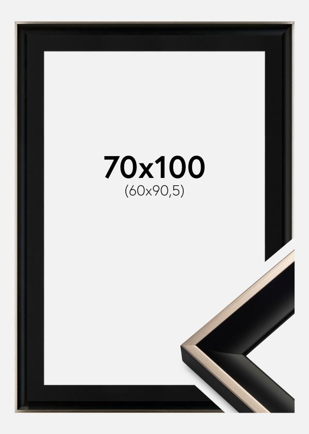 Ram med passepartou Fotolijst Öjaren Zwart-Zilver 70x100 cm - Passe-partout Zwart 61x91,5 cm