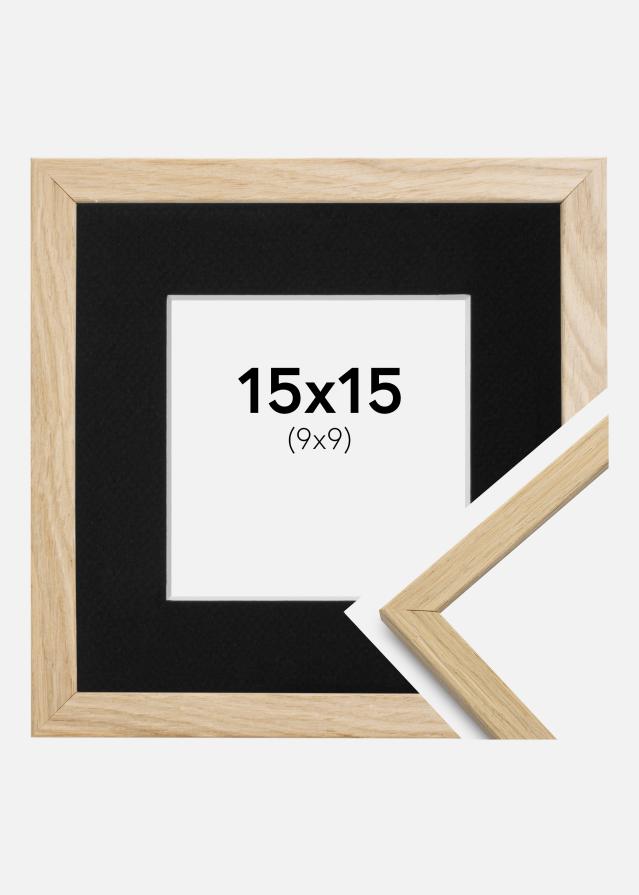 Ram med passepartou Fotolijst Edsbyn Eiken 15x15 cm - Passe-partout Zwart 10x10 cm