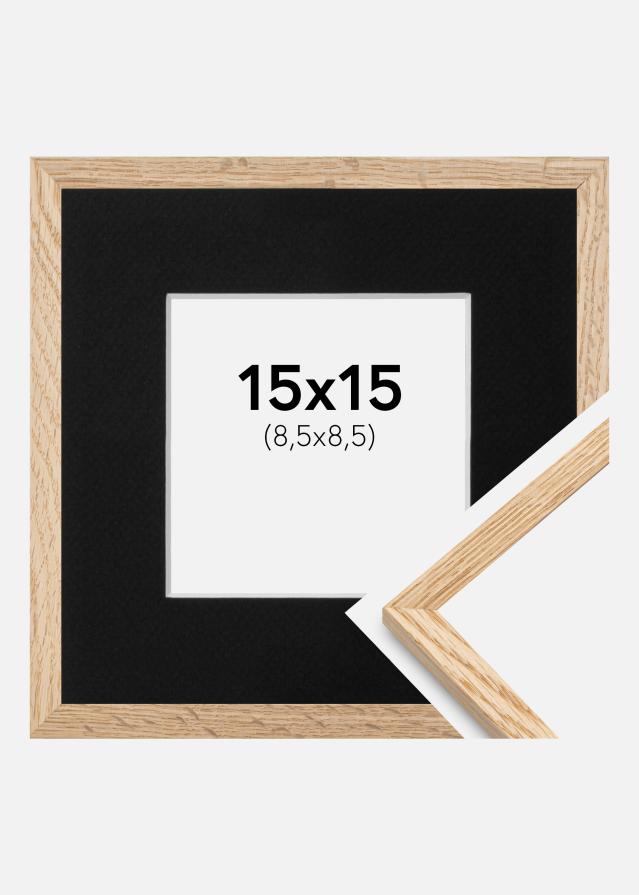 Ram med passepartou Fotolijst Smal Eikenhout 15x15 cm - Passe-partout Zwart 9x9 cm