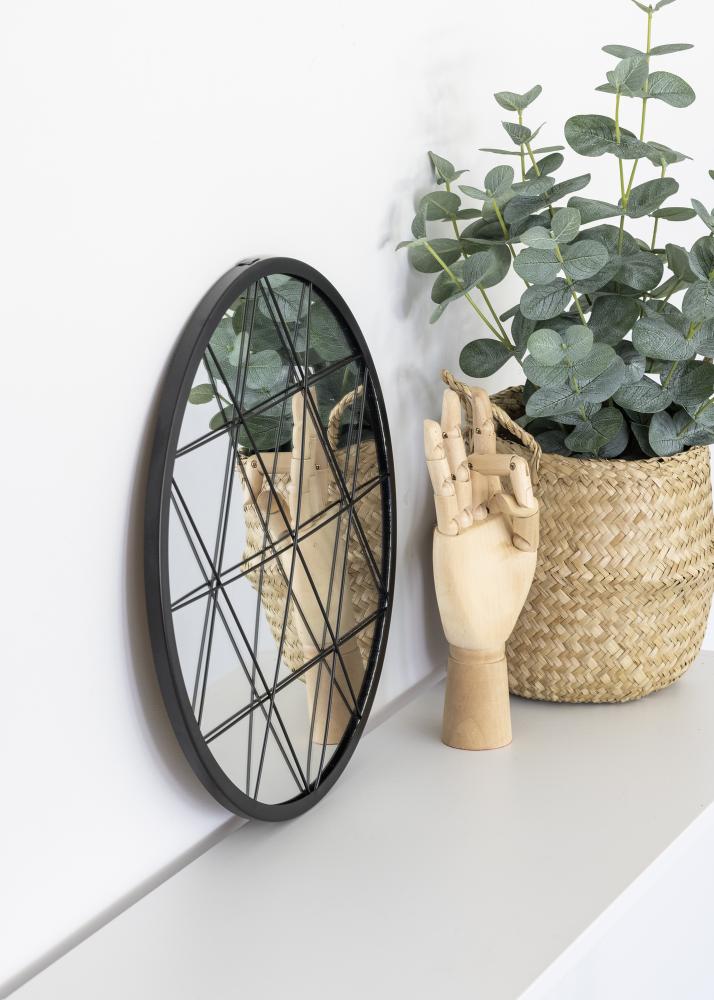 KAILA KAILA Ronde Spiegel Triangles - Zwart 35 cm Ø