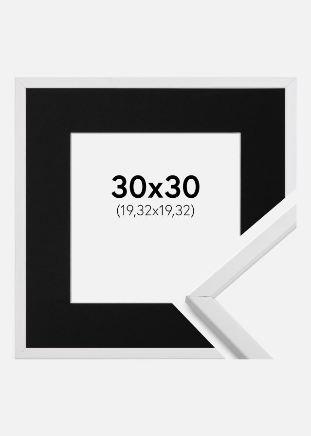 Ram med passepartou Fotolijst Galant Wit 30x30 cm - Passe-partout Zwart 8x8 inches