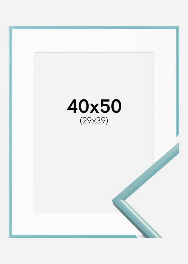 Ram med passepartou Fotolijst New Lifestyle Turquoise 40x50 cm - Passe-partout Wit 30x40 cm