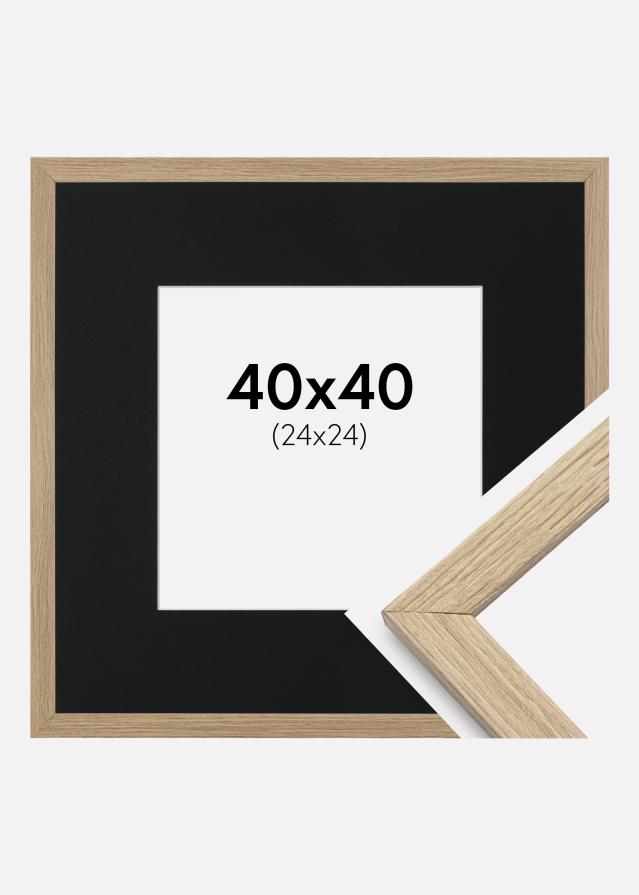 Ram med passepartou Fotolijst Stilren Eiken 40x40 cm - Passe-partout Zwart 25x25 cm