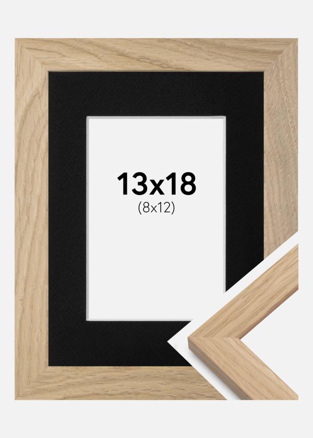 Ram med passepartou Fotolijst Oak Wood 13x18 cm - Passe-partout Zwart 9x13 cm