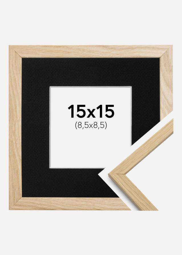 Ram med passepartou Fotolijst Edsbyn Eiken 15x15 cm - Passe-partout Zwart 9x9 cm