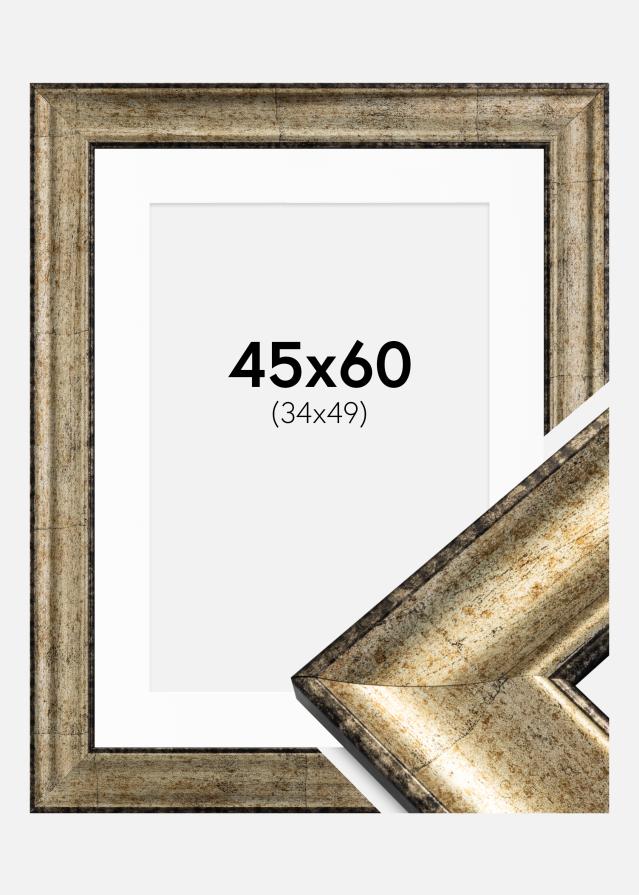 Ram med passepartou Fotolijst Saltsjöbaden Antiek Goud 45x60 cm - Passe-partout Wit 35x50 cm