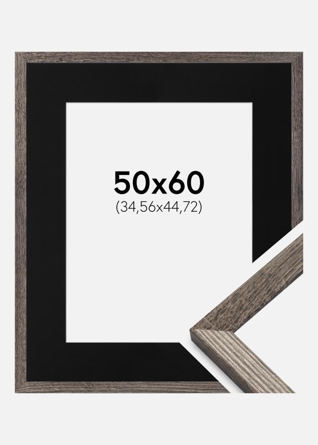 Ram med passepartou Fotolijst Fiorito Walnoot 50x60 cm - Passe-partout Zwart 14x18 inches