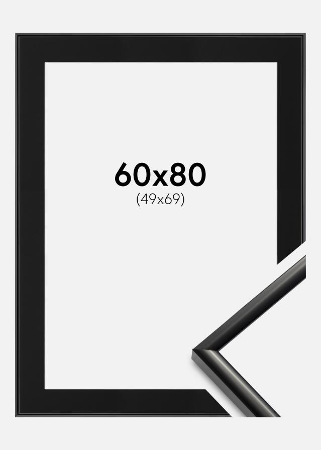 Ram med passepartou Fotolijst New Lifestyle Zwart 60x80 cm - Passe-partout Zwart 50x70 cm