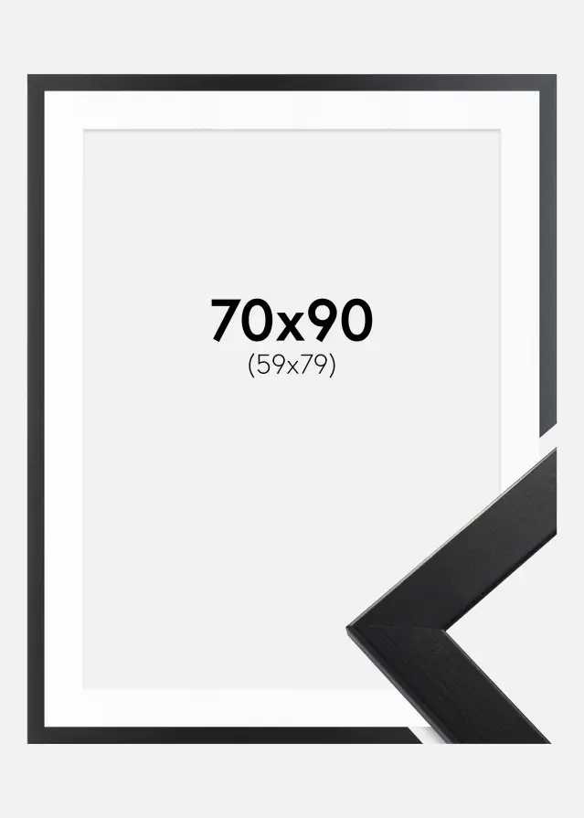 Ram med passepartou Fotolijst Trendline Zwart 70x90 cm - Passe-partout Wit 60x80 cm