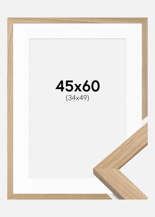Ram med passepartou Fotolijst Oak Wood 45x60 cm - Passe-partout Wit 35x50 cm