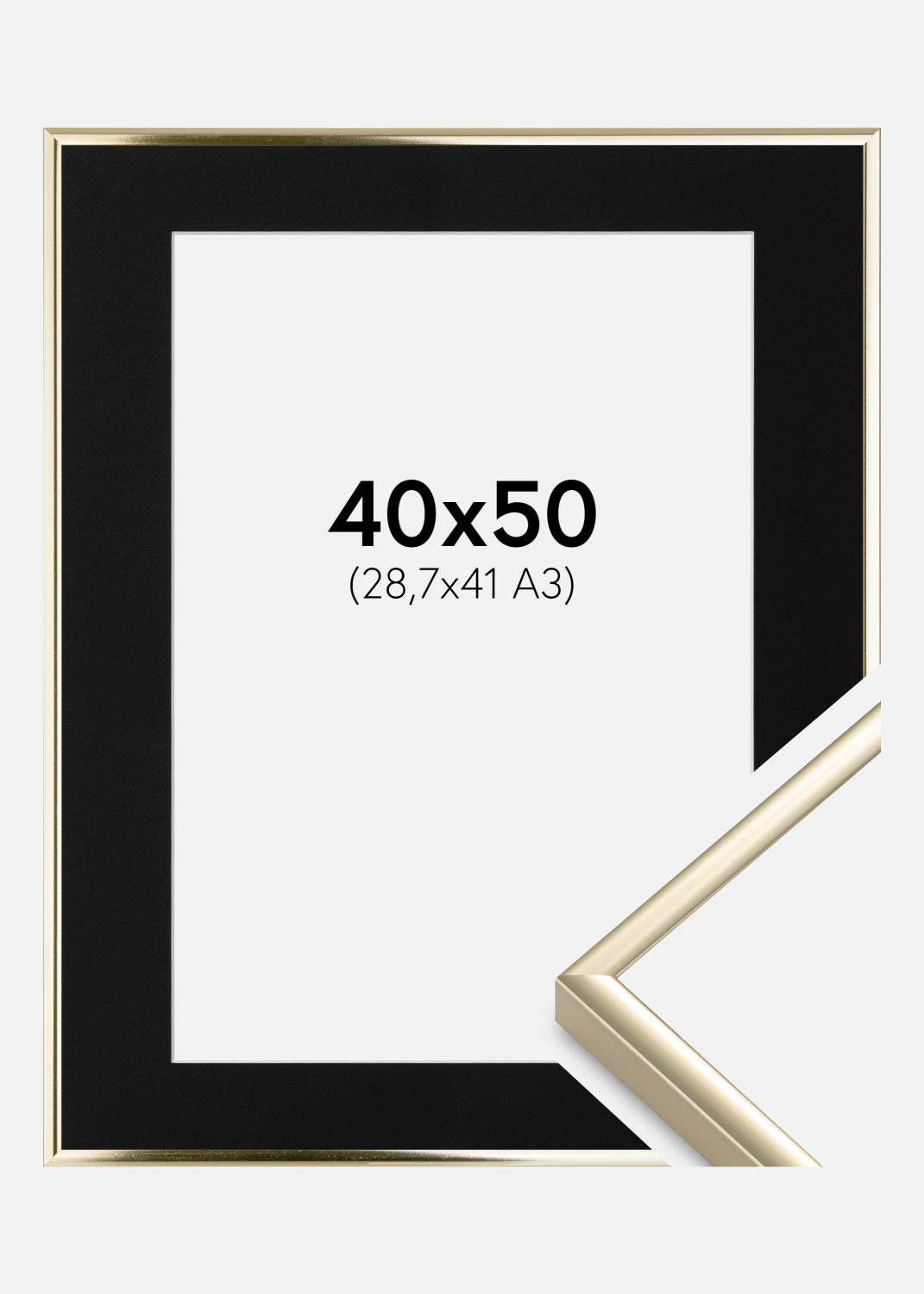Product Image for Fotolijst Aluminium Glanzend Goud 40x50 cm - Passe-partout Zwart 29,7x42 cm (A3)