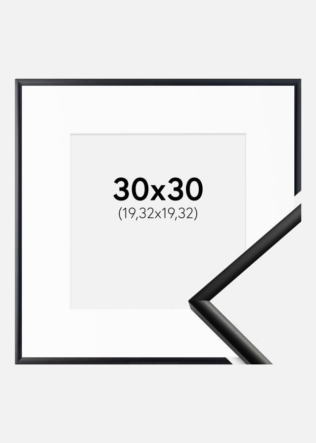 Ram med passepartou Fotolijst New Lifestyle Mat Zwart 30x30 cm - Passe-partout Wit 8x8 inches