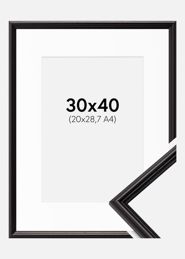 Ram med passepartou Fotolijst Horndal Zwart 30x40 cm - Passe-partout Wit 21x29,7 cm (A4)