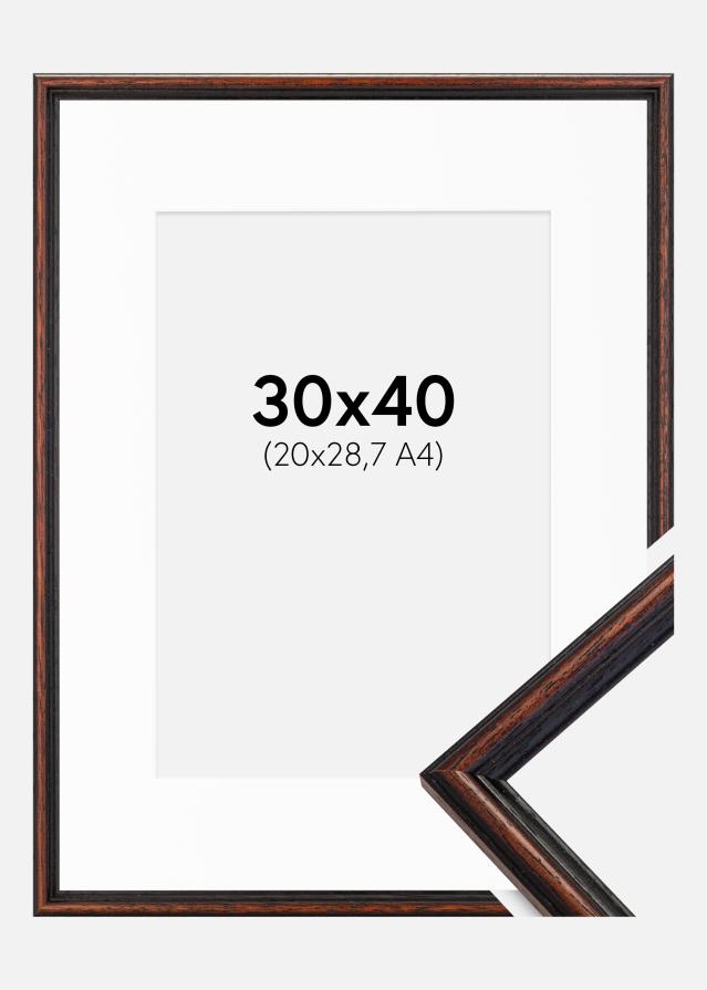 Ram med passepartou Fotolijst Horndal Walnoot 30x40 cm - Passe-partout Wit 21x29,7 cm (A4)