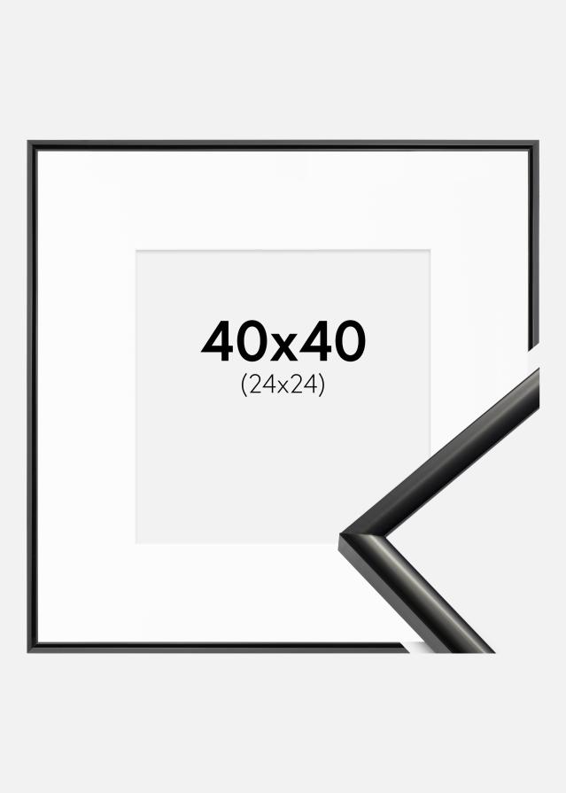 Ram med passepartou Fotolijst New Lifestyle Zwart 40x40 cm - Passe-partout Wit 25x25 cm