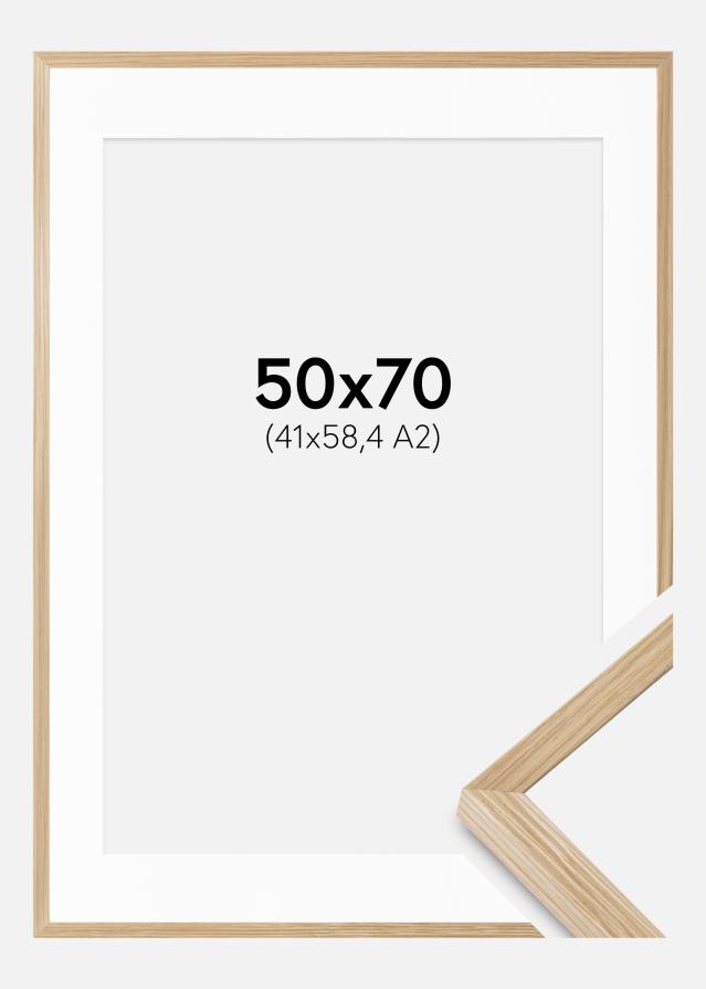 Ram med passepartou Fotolijst Soul Oak Veneer 50x70 cm - Passe-partout Wit 42x59,4 cm (A2)