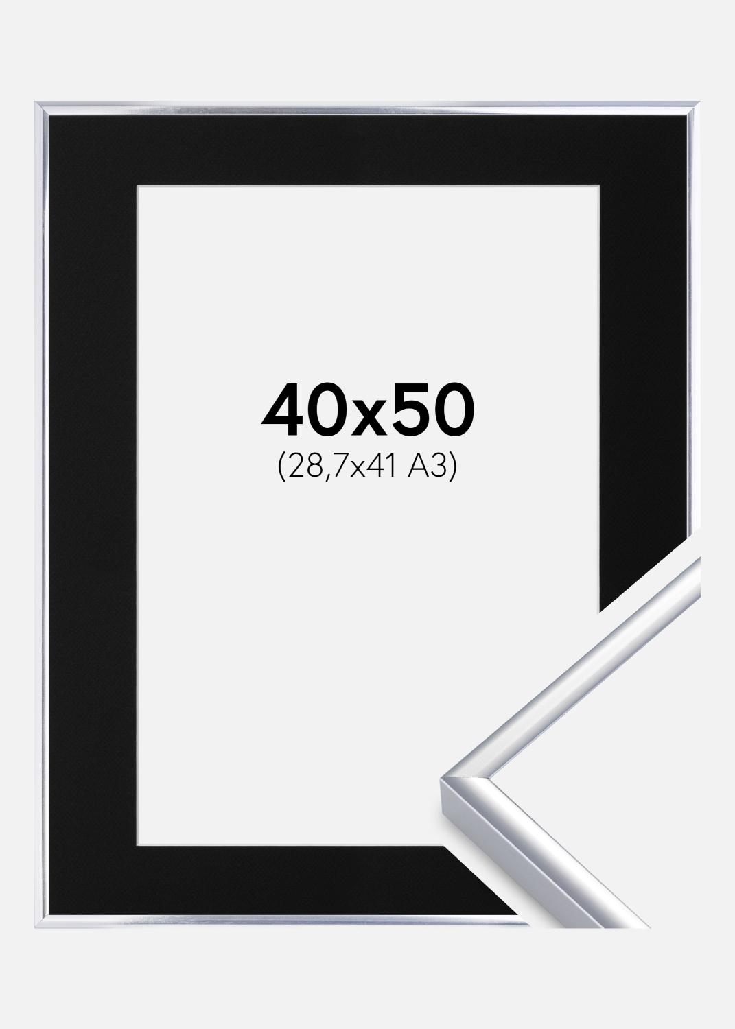 Product Image for Fotolijst Aluminium Glanzend Zilver 40x50 cm - Passe-partout Zwart 29,7x42 cm