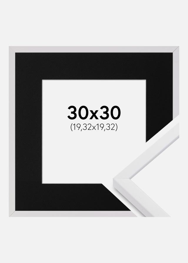 Ram med passepartou Fotolijst E-Line Wit 30x30 cm - Passe-partout Zwart 8x8 inches