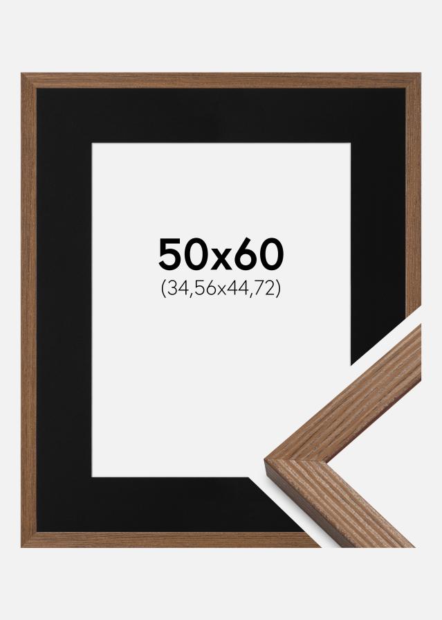 Ram med passepartou Fotolijst Fiorito Donker Eiken 50x60 cm - Passe-partout Zwart 14x18 inches