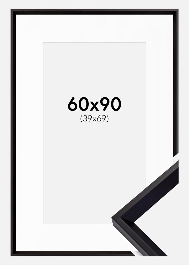 Ram med passepartou Fotolijst Globe Zwart 60x90 cm - Passe-partout Wit 40x70 cm