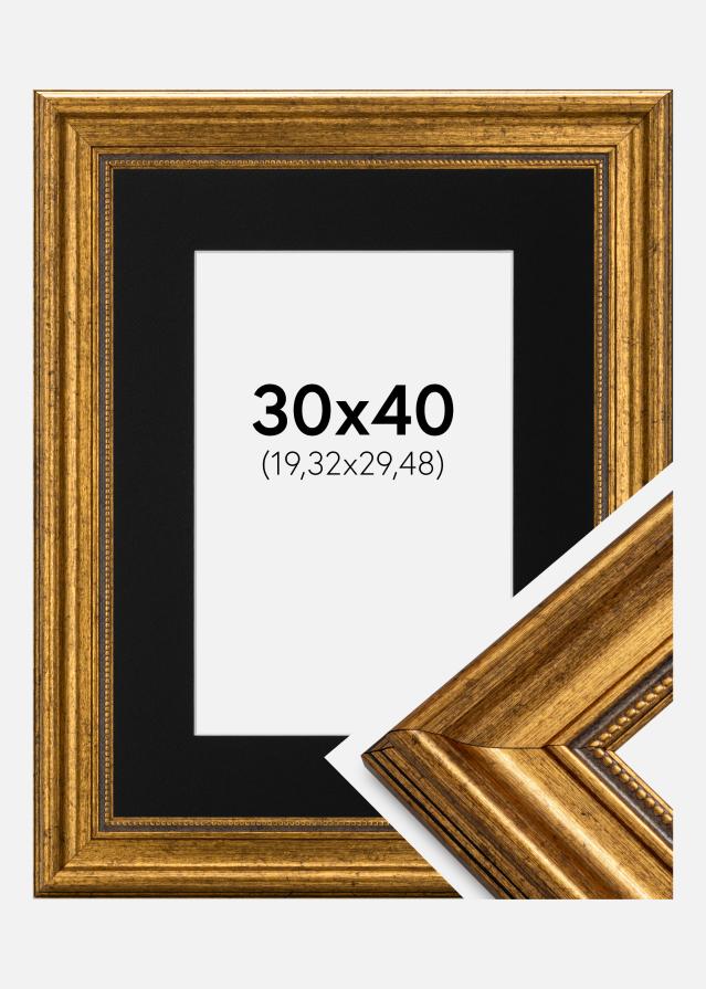 Ram med passepartou Fotolijst Rokoko Goud 30x40 cm - Passe-partout Zwart 8x12 inches