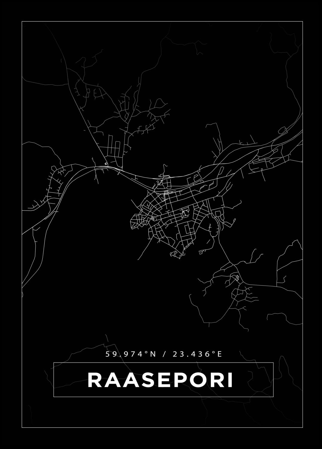 Product Image for Map - Raseborg - Black Poster (70x100 cm)