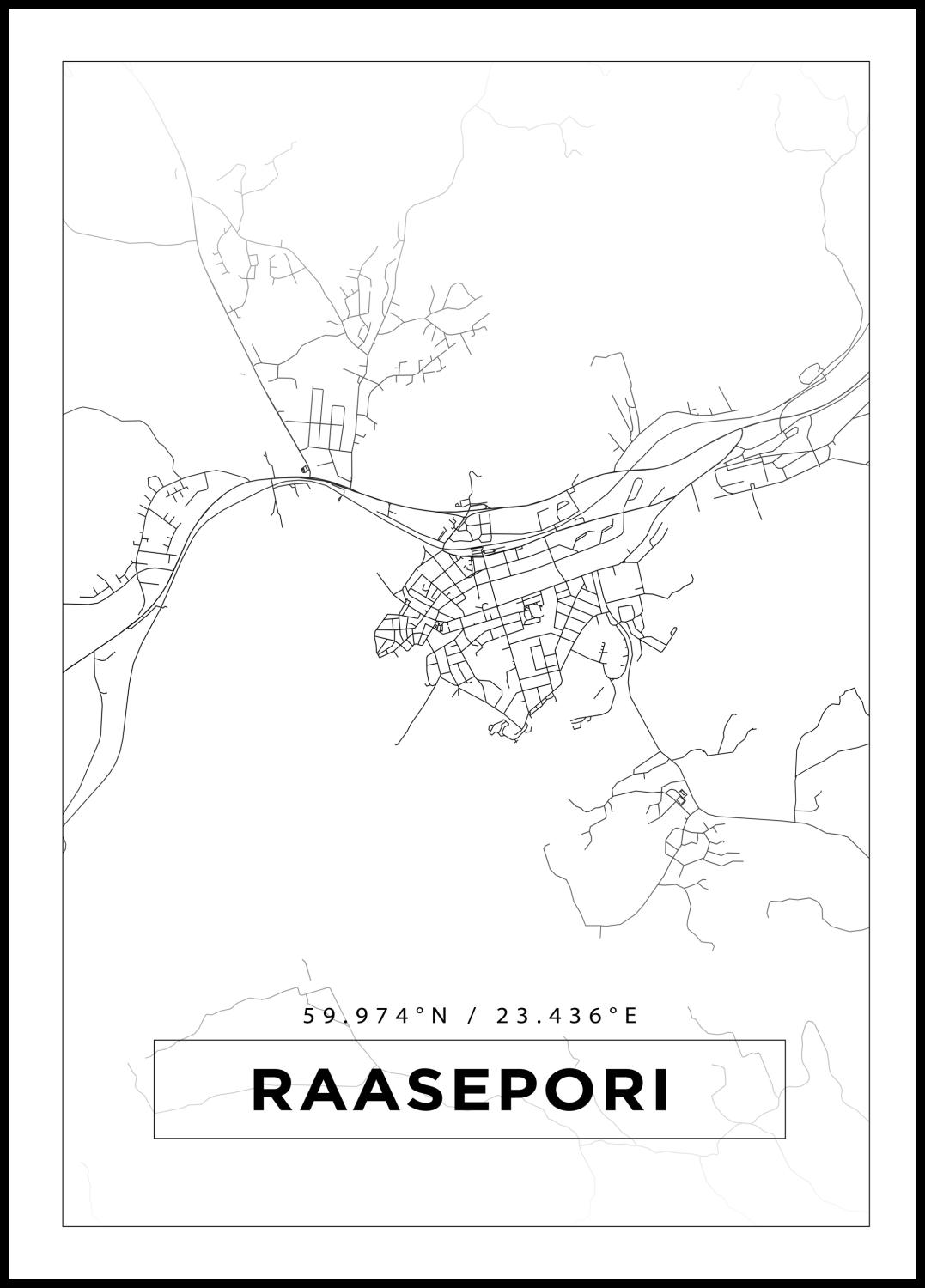 Product Image for Map - Raseborg - White Poster (21x29,7 cm (A4))