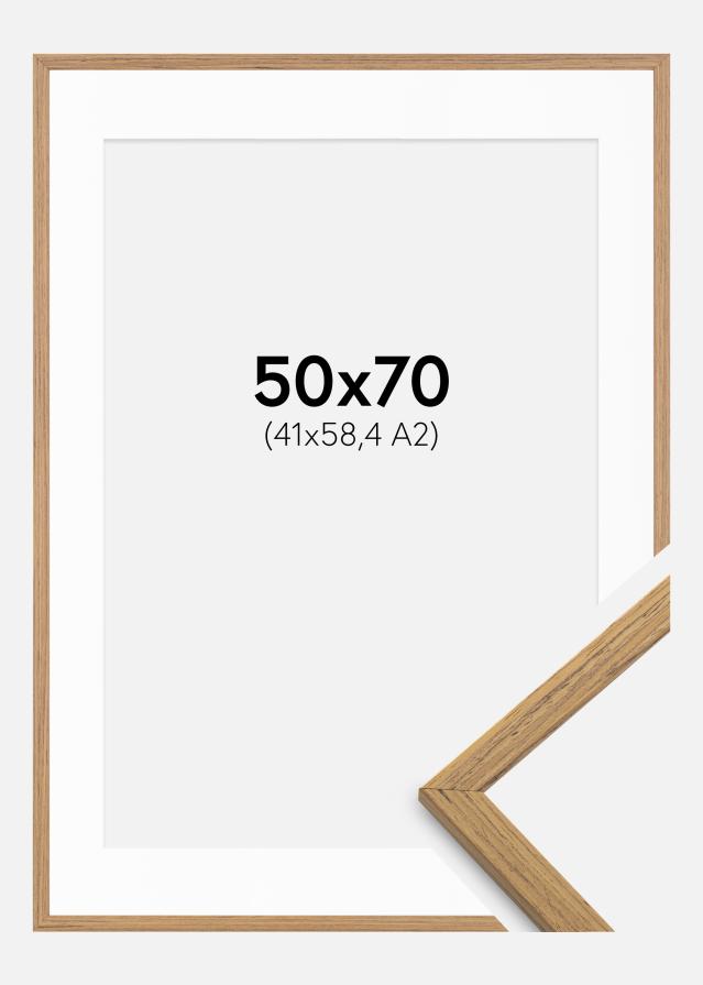 Ram med passepartou Fotolijst Edsbyn Teak 50x70 cm - Passe-partout Wit 42x59,4 cm (A2)