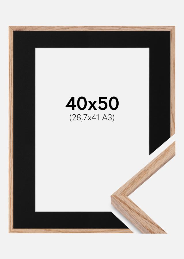 Ram med passepartou Fotolijst E-Line Eiken 40x50 cm - Passe-partout Zwart 29,7x42 cm (A3)