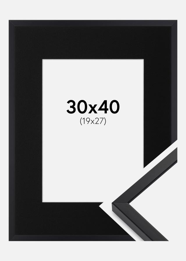 Ram med passepartou Fotolijst E-Line Zwart 30x40 cm - Passe-partout Zwart 20x28 cm