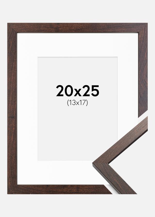 Ram med passepartou Fotolijst Trendy Walnoot 20x25 cm - Passe-partout Wit 14x18 cm