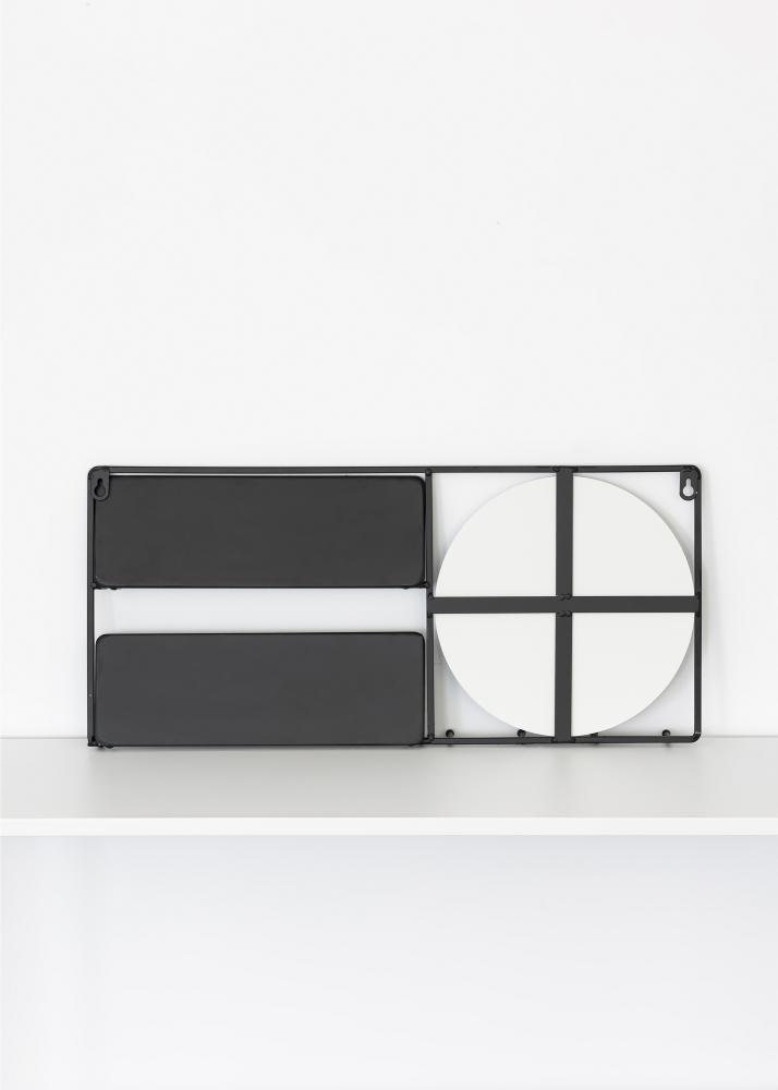 KAILA KAILA Ronde Spiegel met plankje - Zwart 55x25 cm