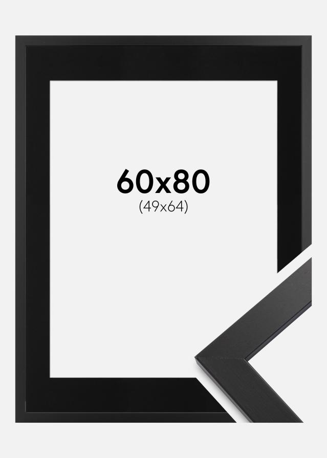 Ram med passepartou Fotolijst Black Wood 60x80 cm - Passe-partout Zwart 50x65 cm