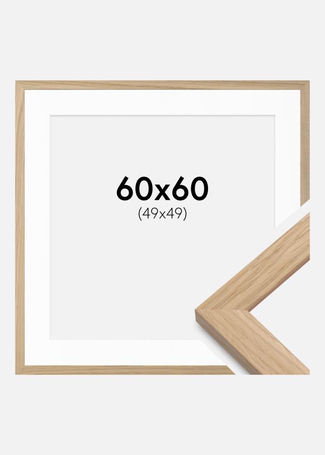 Ram med passepartou Fotolijst Oak Wood 60x60 cm - Passe-partout Wit 50x50 cm