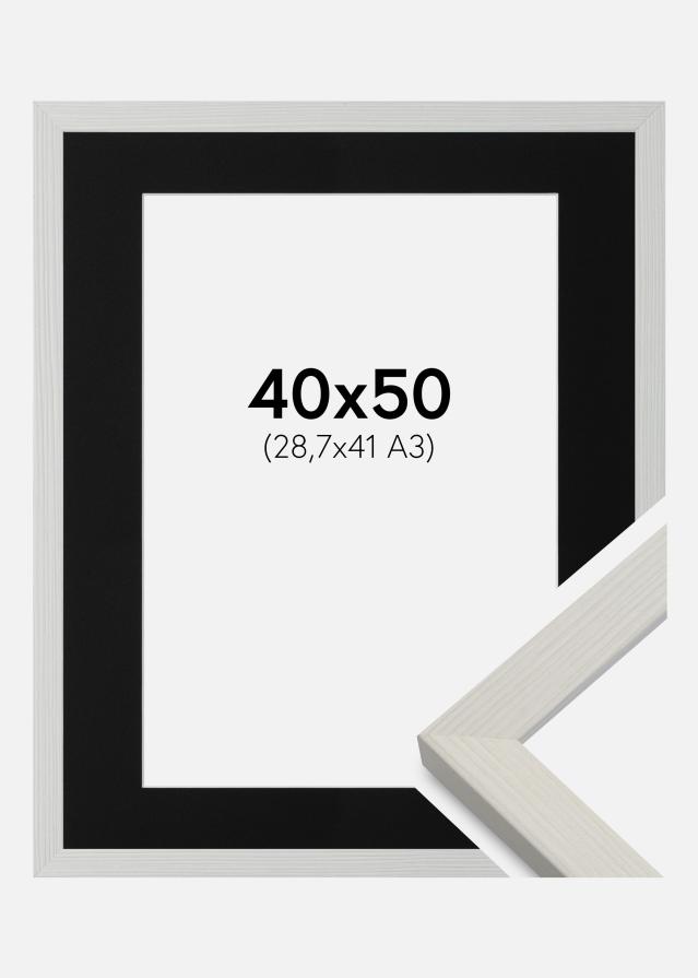 Ram med passepartou Fotolijst Fiorito Wit 40x50 cm - Passe-partout Zwart 29,7x42 cm (A3)