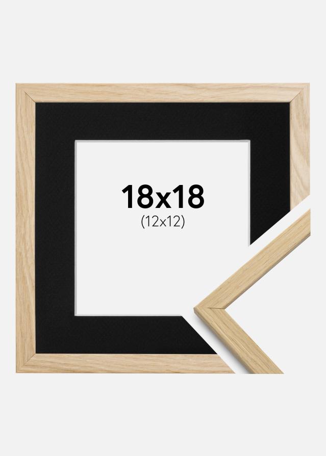 Ram med passepartou Fotolijst Edsbyn Eiken 18x18 cm - Passe-partout Zwart 13x13 cm