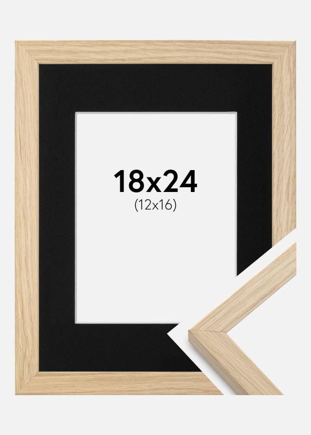 Ram med passepartou Fotolijst Grimsåker Eiken 18x24 cm - Passe-partout Zwart 13x17 cm