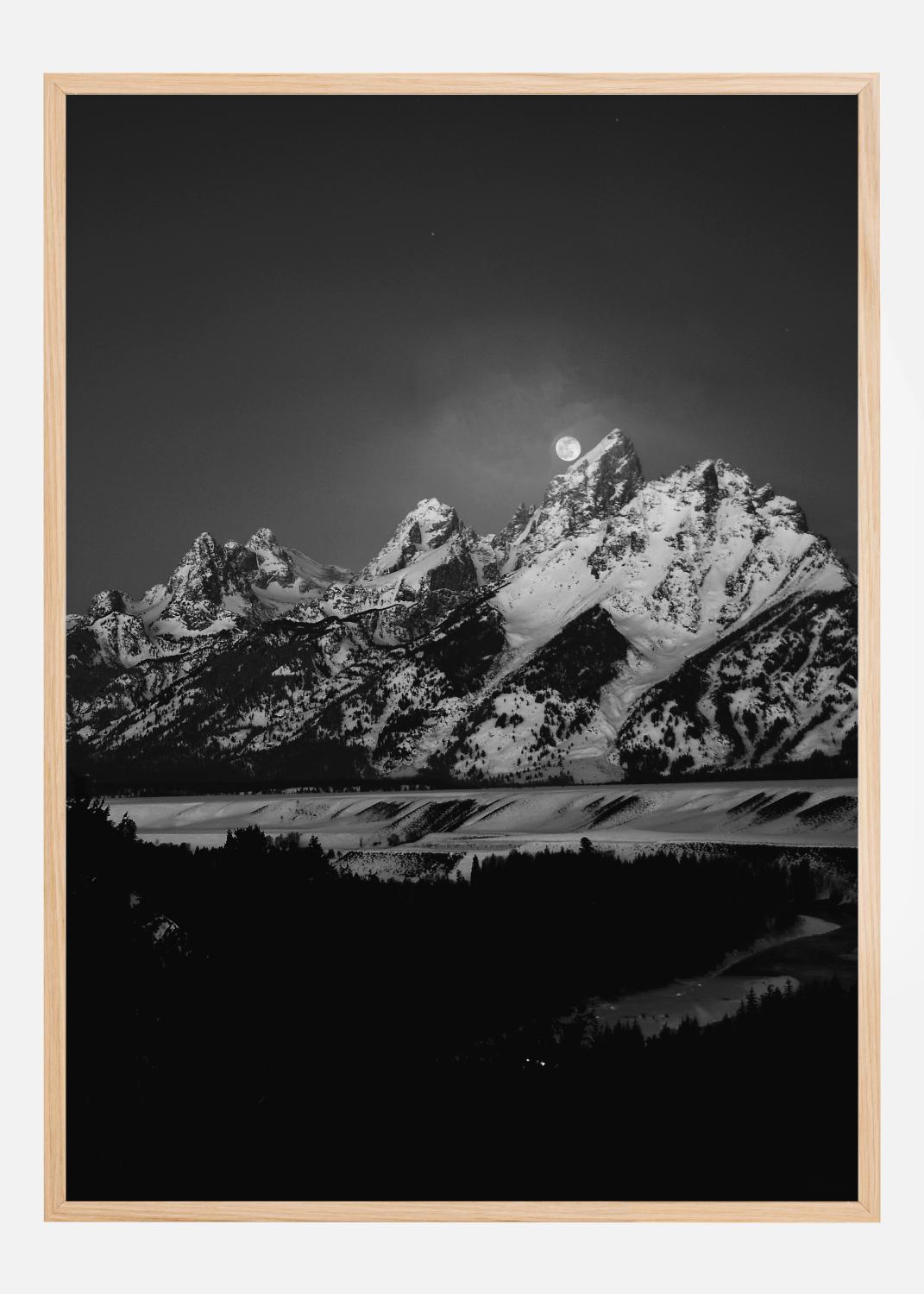Product Image for Full Moon Sets in the Teton Mountain Range Poster (21x29.7 cm (A4))