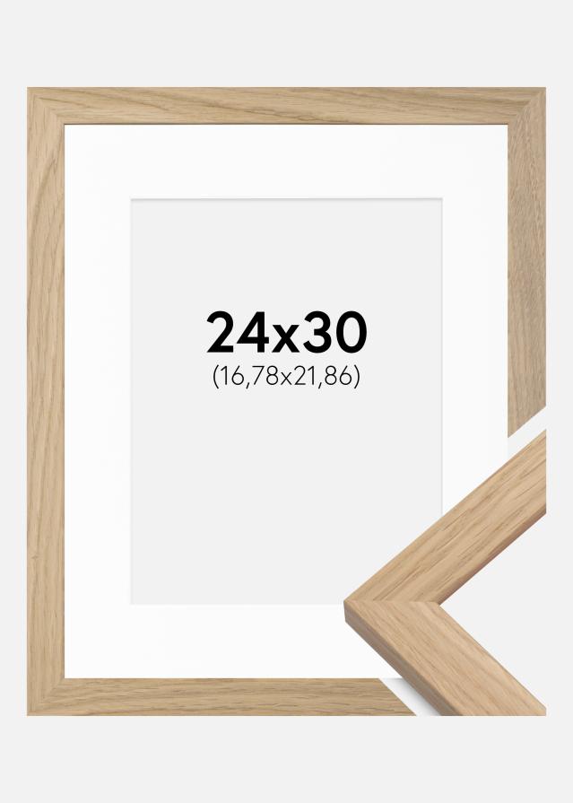 Ram med passepartou Fotolijst Oak Wood 24x30 cm - Passe-partout Wit 7x9 inches